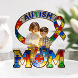 Mom, Dad And Kid - Personalized Autism Awareness Custom Shaped Acrylic Plaque