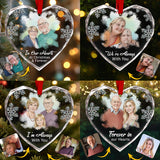 In Our Hearts At Christmas & Forever - Personalized Memorial Heart Shaped Glass Ornament