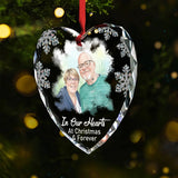 In Our Hearts At Christmas & Forever - Personalized Memorial Heart Shaped Glass Ornament