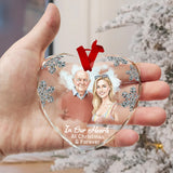 In Our Hearts At Christmas & Forever - Personalized Memorial Heart Shaped Glass Ornament