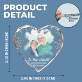 In Our Hearts At Christmas & Forever - Personalized Memorial Heart Shaped Glass Ornament
