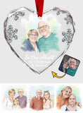 In Our Hearts At Christmas & Forever - Personalized Memorial Heart Shaped Glass Ornament