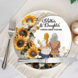 Mère et fille/fils unis pour toujours - Assiette ronde en céramique personnalisée pour maman
