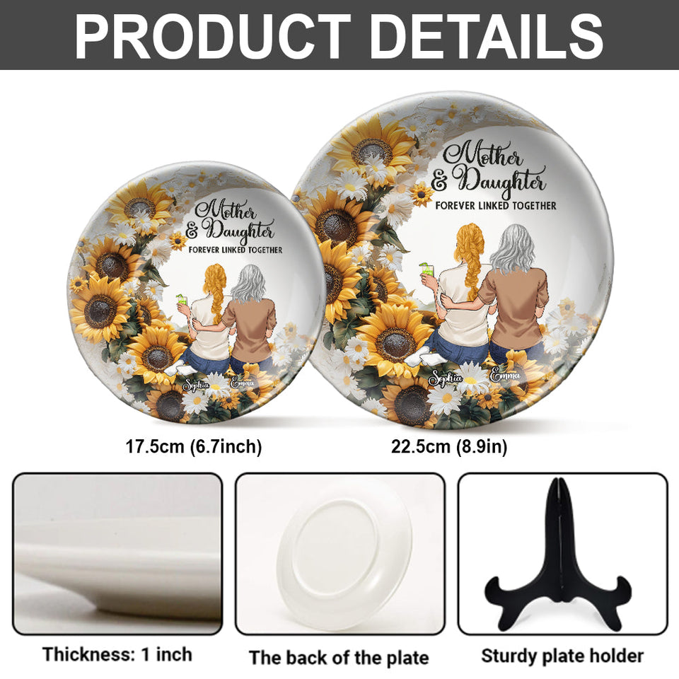 Mère et fille/fils unis pour toujours - Assiette ronde en céramique personnalisée pour maman