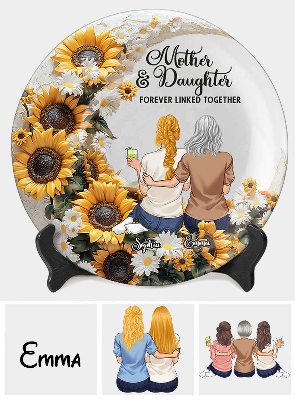 Mère et fille/fils unis pour toujours - Assiette ronde en céramique personnalisée pour maman