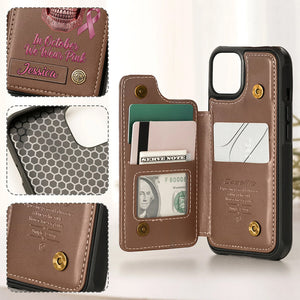 Skull And Ribbon - Personalized Breast Cancer Awareness Wallet Phone Case