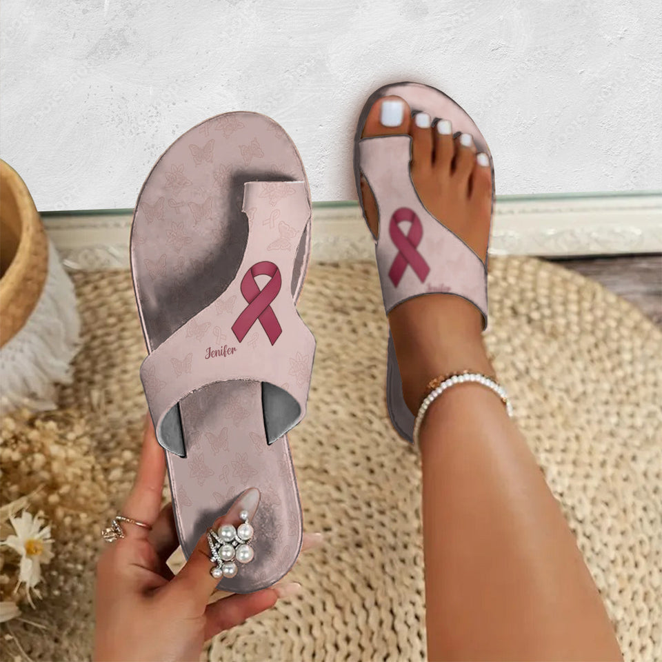 Breast Cancer - Personalized Breast Cancer Awareness Open Toe Sandals