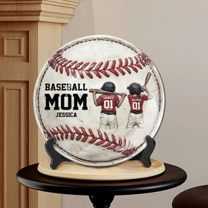 Maman de joueur de baseball - Assiette ronde en céramique personnalisée pour maman