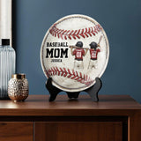 Maman de joueur de baseball - Assiette ronde en céramique personnalisée pour maman