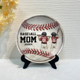 Maman de joueur de baseball - Assiette ronde en céramique personnalisée pour maman