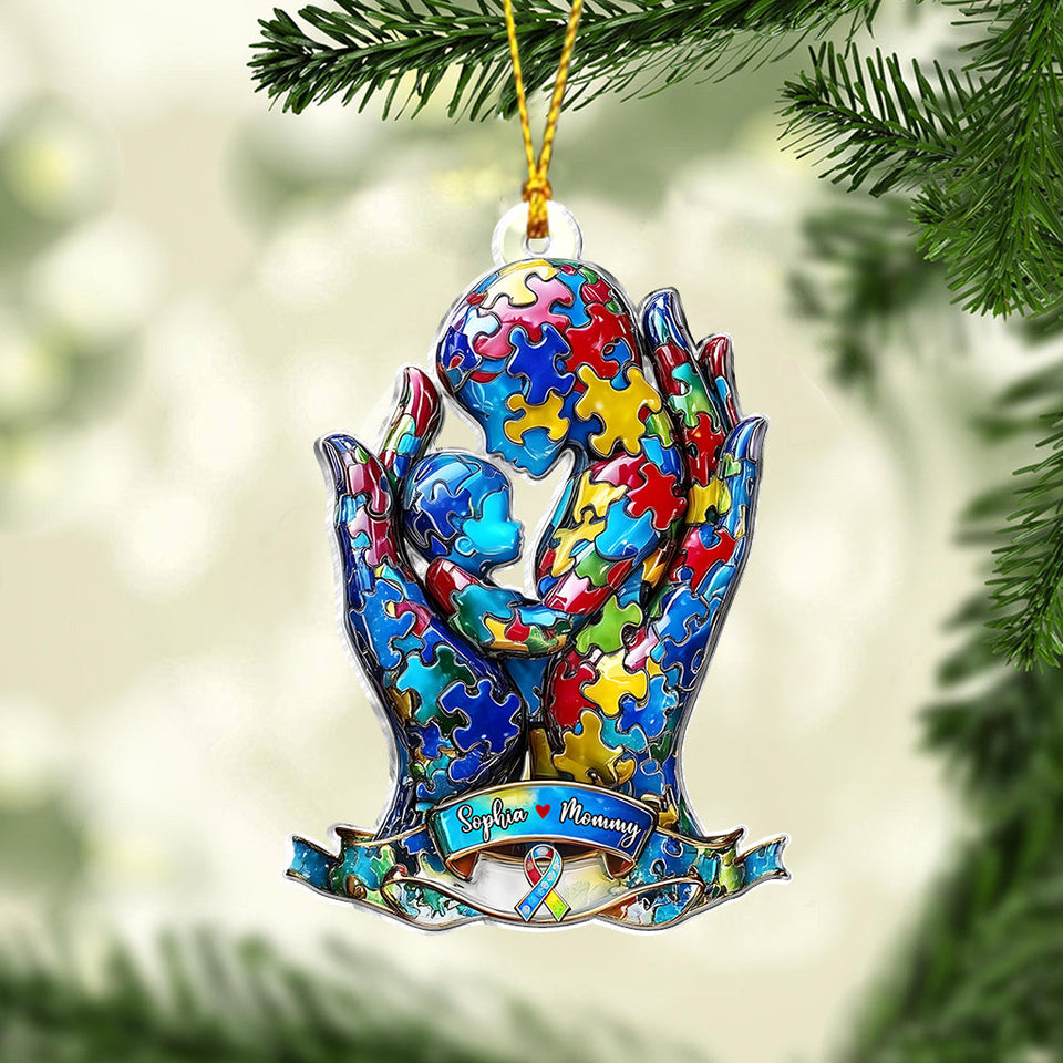 Mom And Kid - Personalized Autism Awareness Ornament
