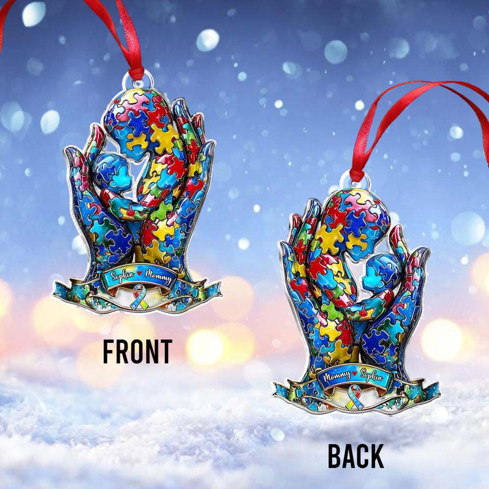 Mom And Kid - Personalized Autism Awareness Ornament