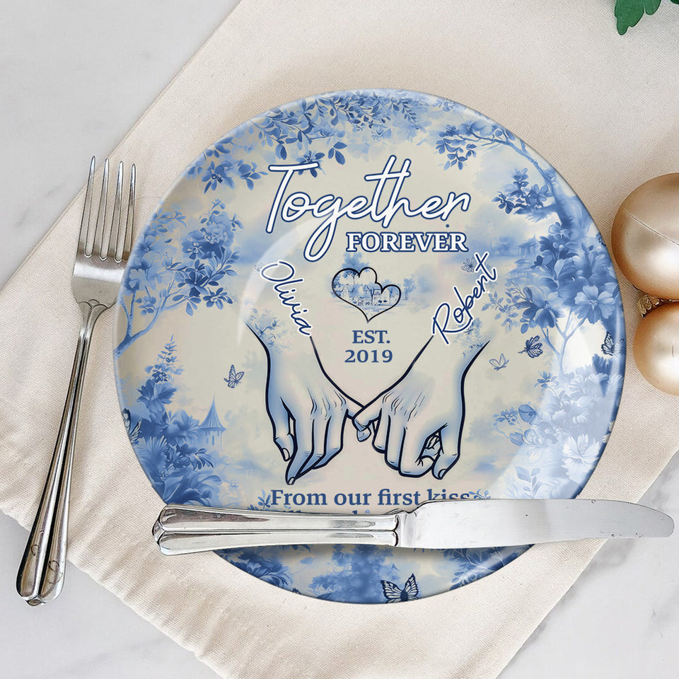 Together Forever - Personalized Couple Ceramic Round Plate