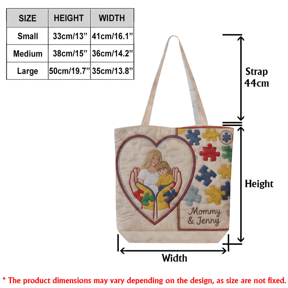 Autism Mom - Personalized Autism Awareness Quilted Tote Bag