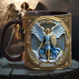 Golden Wings & Sword Archangel Michael - Personalized Christian Accent Mug