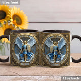 Golden Wings & Sword Archangel Michael - Personalized Christian Accent Mug