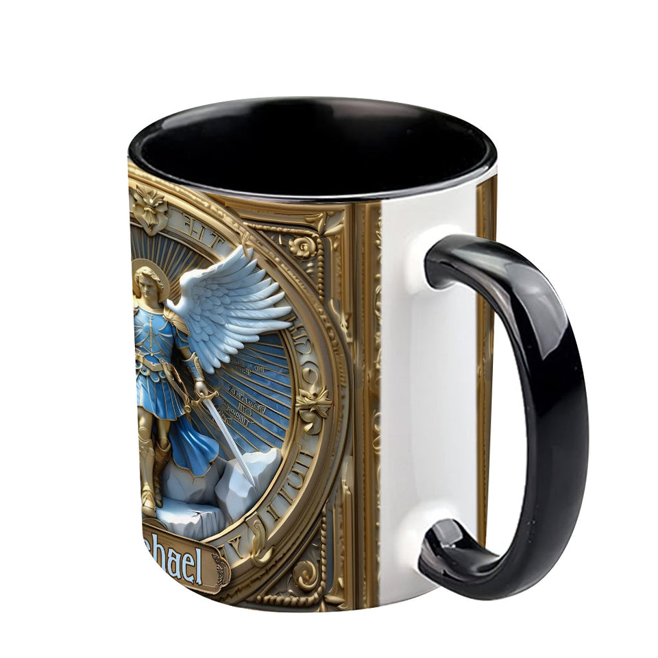 Golden Wings & Sword Archangel Michael - Personalized Christian Accent Mug