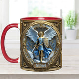 Golden Wings & Sword Archangel Michael - Personalized Christian Accent Mug