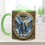 Golden Wings & Sword Archangel Michael - Personalized Christian Accent Mug