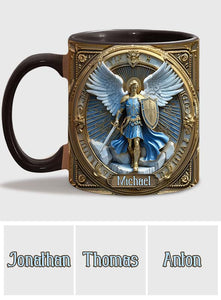 Golden Wings & Sword Archangel Michael - Personalized Christian Accent Mug