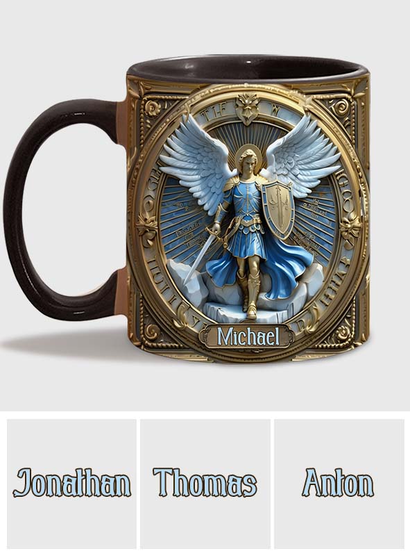 Golden Wings & Sword Archangel Michael - Personalized Christian Accent Mug