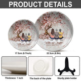 Mother And Daughters Forever Linked Together - Personalized Mother Ceramic Round Plate