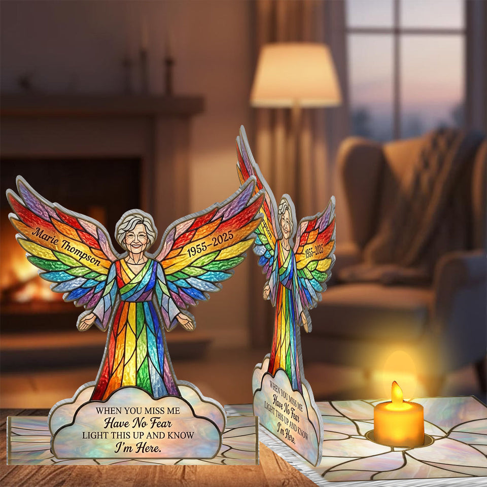 Light This Up And Know I'm Here - Personalized Memorial Candle Holder Sign