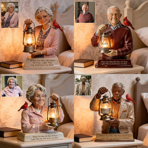 Cardinal Remembrance Lantern Statue - Personalized Memorial Acrylic LED Night Light