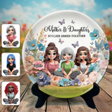 Mère et fille liées à jamais - Assiette ronde en céramique personnalisée pour maman