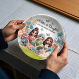 Mère et fille liées à jamais - Assiette ronde en céramique personnalisée pour maman