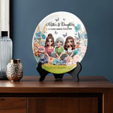 Mère et fille liées à jamais - Assiette ronde en céramique personnalisée pour maman