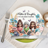 Mère et fille liées à jamais - Assiette ronde en céramique personnalisée pour maman