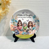 Mère et fille liées à jamais - Assiette ronde en céramique personnalisée pour maman