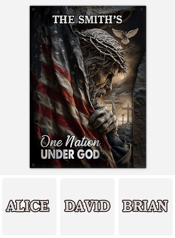Jésus Américain Une Nation Sous Dieu - Panneau métallique rectangulaire chrétien personnalisé