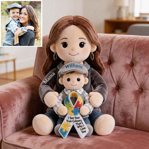 Coussin en fausse fourrure personnalisé pour la sensibilisation à l'autisme