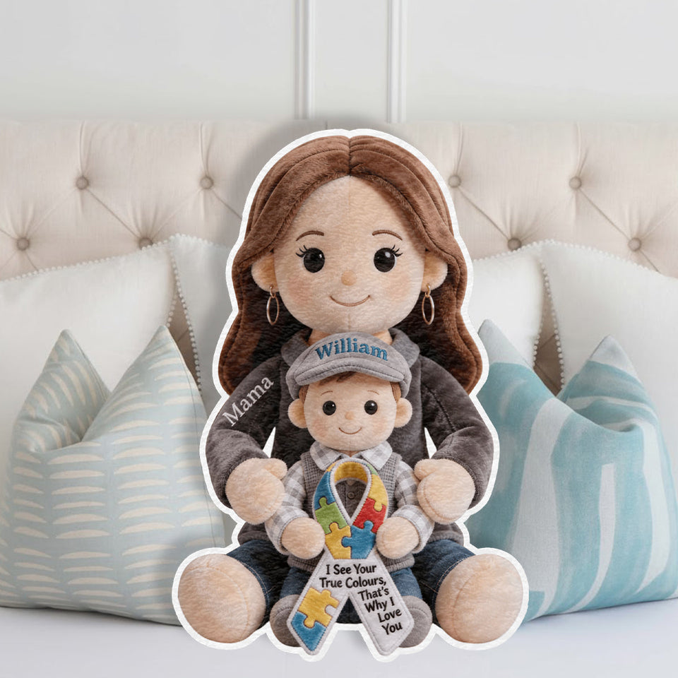 Coussin en fausse fourrure personnalisé pour la sensibilisation à l'autisme