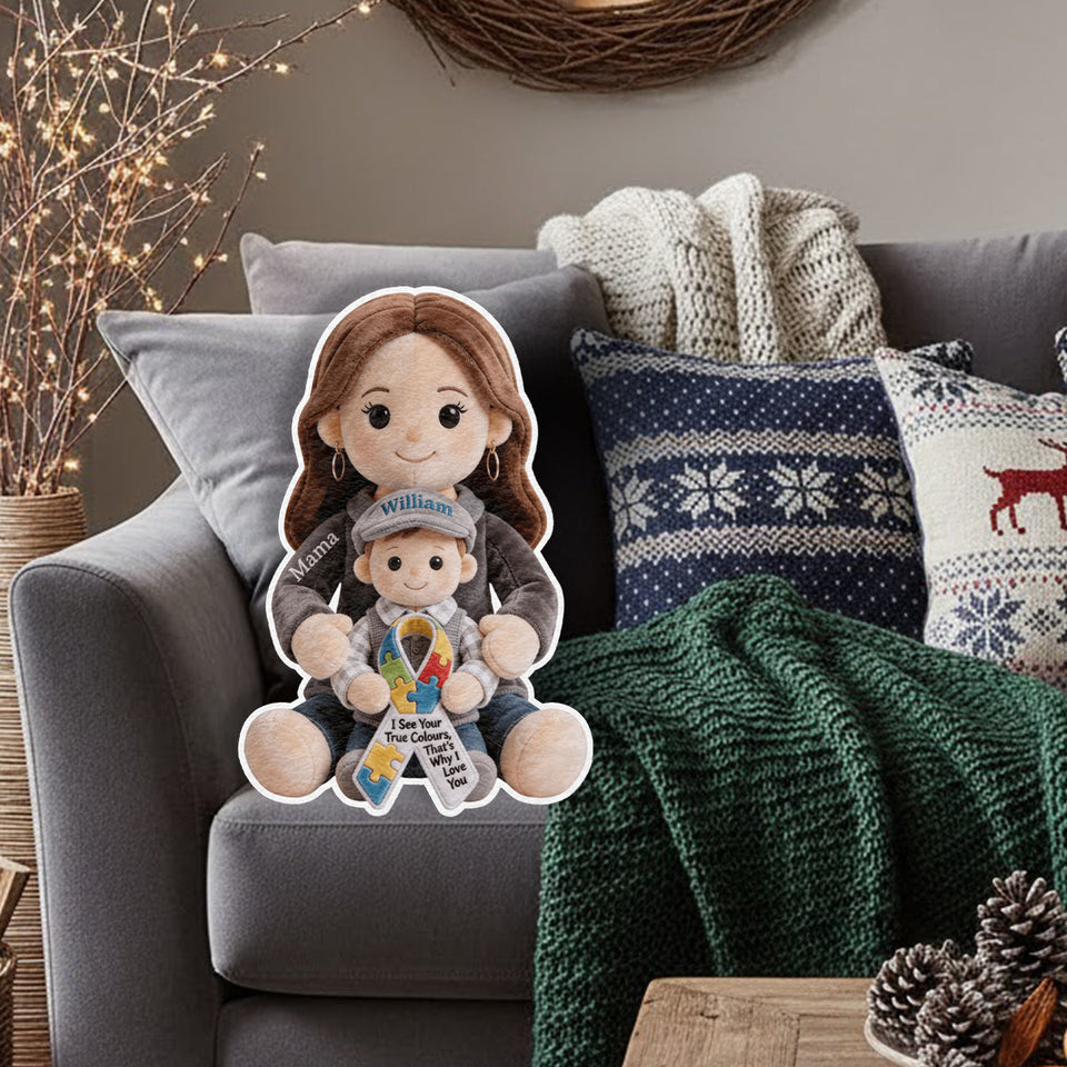 Coussin en fausse fourrure personnalisé pour la sensibilisation à l'autisme