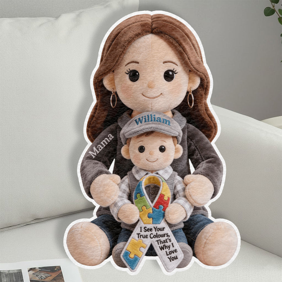 Coussin en fausse fourrure personnalisé pour la sensibilisation à l'autisme