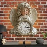 Le temps file, mais les anges veillent sur chaque instant - Horloge murale lumineuse LED chrétienne personnalisée