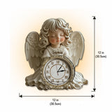 Le temps file, mais les anges veillent sur chaque instant - Horloge murale lumineuse LED chrétienne personnalisée