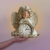 Le temps file, mais les anges veillent sur chaque instant - Horloge murale lumineuse LED chrétienne personnalisée