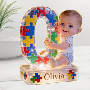 Autism Letter - Personalized Autism Awareness Acrylic LED Night Light