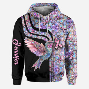 Pink Hummingbird - Personalized Breast Cancer Awareness Hoodie and Leggings