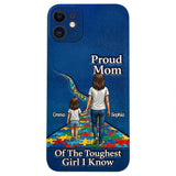 Proud Dad Of The Toughest Boy I Know - Personalized Autism Awareness 3D Embossed Leather Phone Case