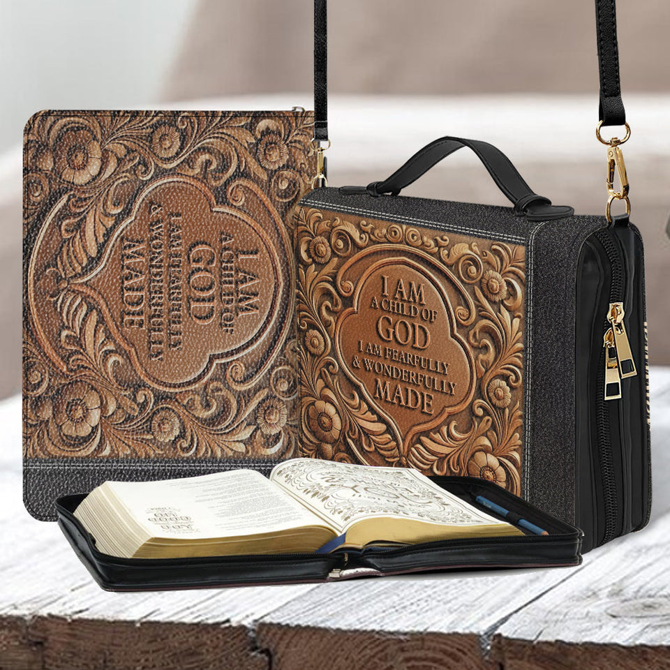 Je suis un enfant de Dieu - Étui à Bible chrétien personnalisé en cuir