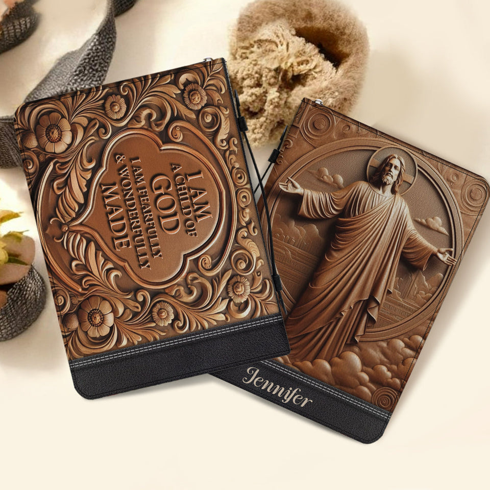 Je suis un enfant de Dieu - Étui à Bible chrétien personnalisé en cuir