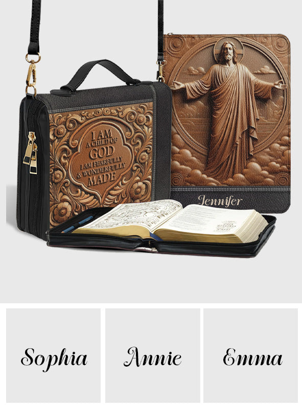 Je suis un enfant de Dieu - Étui à Bible chrétien personnalisé en cuir