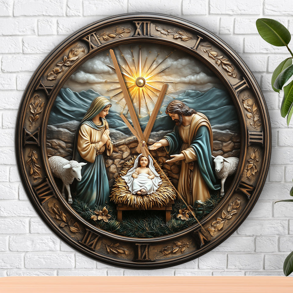 Horloge murale chrétienne - L'heure de la Nativité