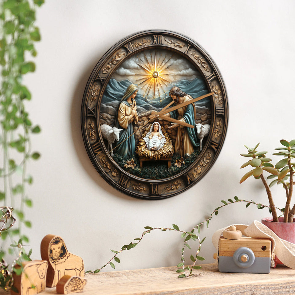 Horloge murale chrétienne - L'heure de la Nativité