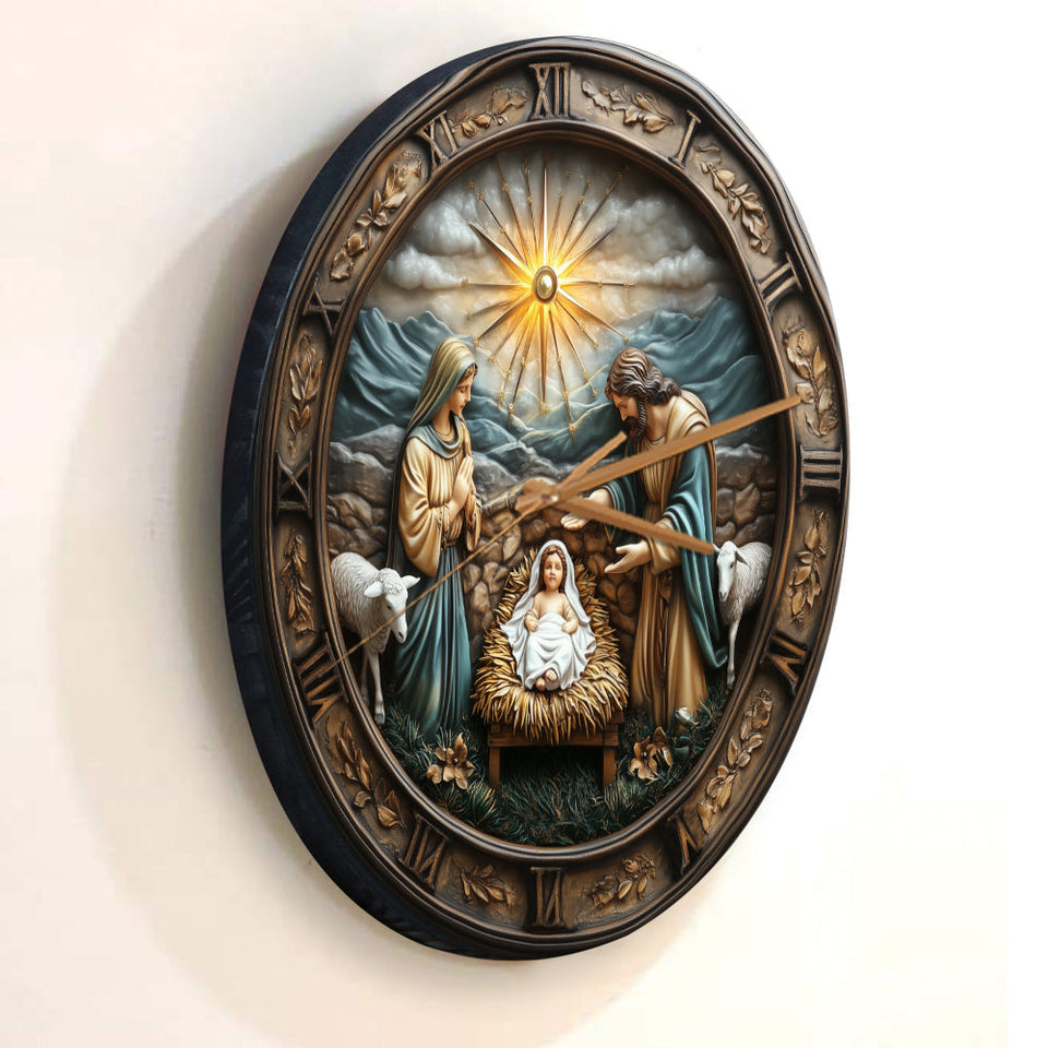 Horloge murale chrétienne - L'heure de la Nativité